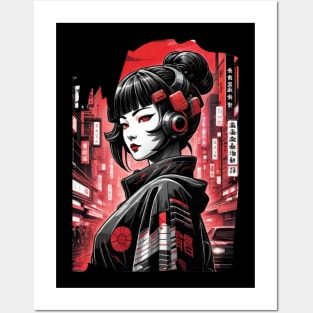 Japanese Style Girl Futuristic Posters and Art